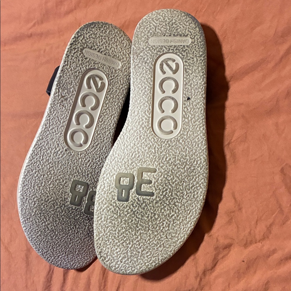 Ecco Black Leather Sandals European size 38. - Picture 2 of 5